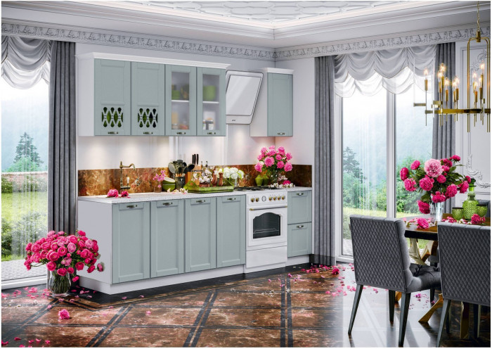 Кухня МДФ 2000 Милано Компоновка №2 (Шарли мокко, Белый)