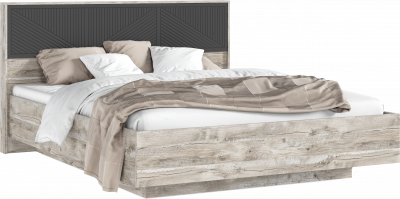 Сильвия Кровать парящая 1,6м (ортопед дерево) с подсветкой Браш Графит/Дуб Юкон, Дуб Юкон