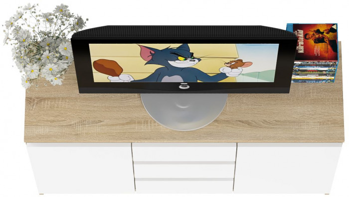 Мори Комод МК1200.3, цвет дуб сонома/белый, ШхГхВ 120,4х41х73 см.