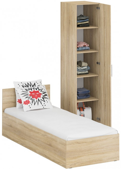 Кровать 0800 + Пенал Стандарт, дуб сонома