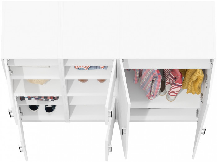 Шкаф С-МД-СК9Ш+Пенал С-МД-СК9П+Пенал С-МД-СК9П, цвет белый шагрень, ШхГхВ 156х45х160 см., универсальная сборка