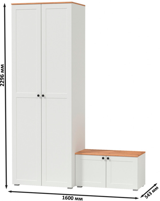 Остин Прихожая 06, белый шагрень/дуб крафт золотой