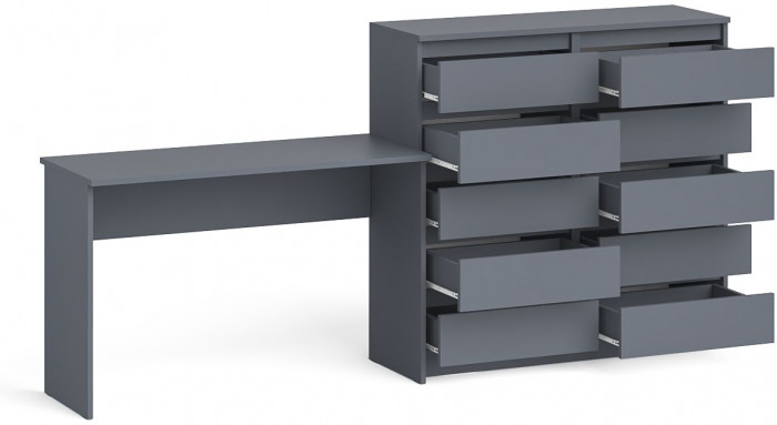 Мори Стол письменный МСП1200.1 + Комод МК1200.10, цвет графит, ШхГхВ 240,8х50х115 см., универсальная сборка