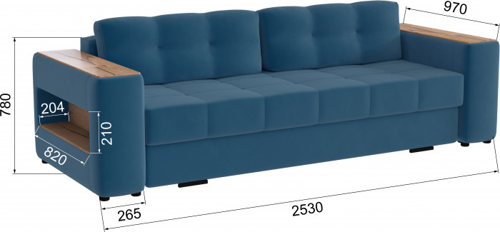 Диван раскладной Доро, атлантида/мдф дуб канадский