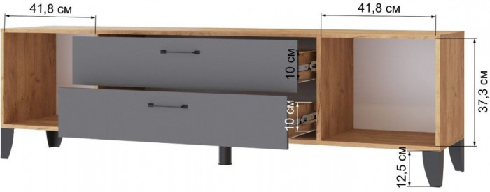 Тумба ТВ Парус-13 дуб крафт золотой/графит серый