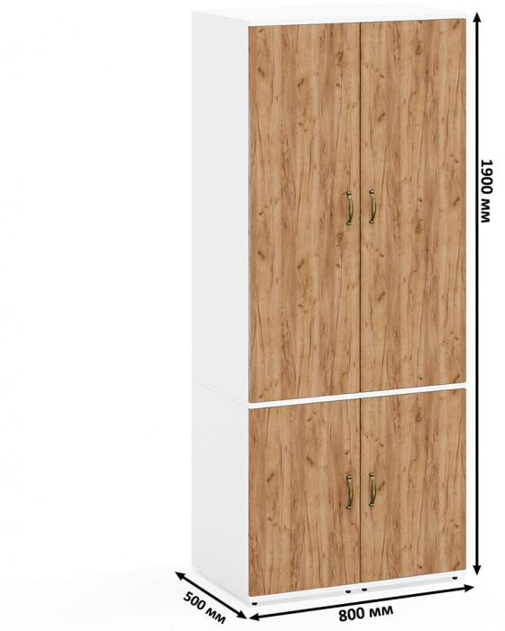 Лидер-8 Пенал МД 23Б 2 шт., цвет белый шагрень/крафт золото, ШхГхВ 80х50х190 см., универсальная сборка