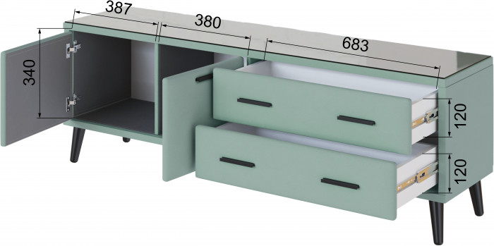 Тумба ТВ интерьерная Виго 1,6 мятный