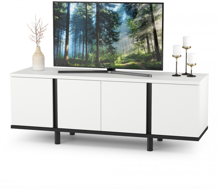 Валенсия Спальня № 26, цвет ЛДСП белый шагрень/чёрный/МДФ белый шагрень/ткань велутто 19, ортопед есть, сп. м. 1600х2000 мм., б/м