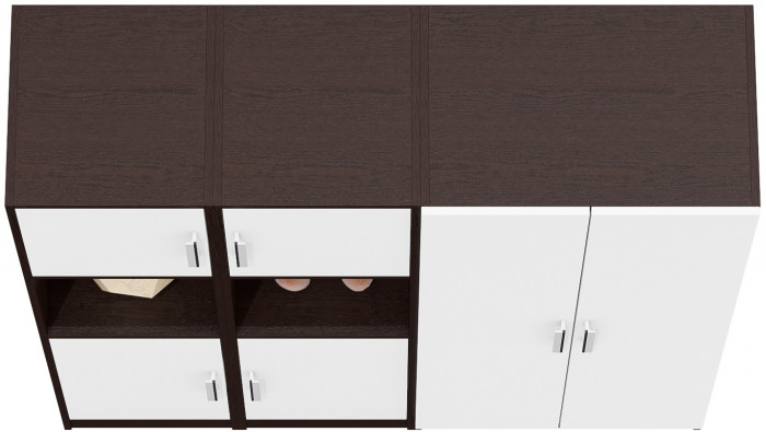 Шкаф С-МД-СК9Ш+Пенал С-МД-СК9П+Пенал С-МД-СК9П, цвет венге/белый шагрень, ШхГхВ 156х45х160 см., универсальная сборка