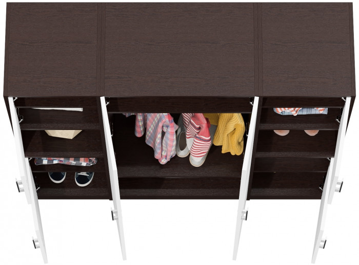 Шкаф С-МД-СК9Ш+Пенал С-МД-СК9П+Пенал С-МД-СК9П, цвет венге/белый шагрень, ШхГхВ 156х45х160 см., универсальная сборка