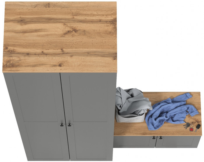 Остин Прихожая 06, серый графит/дуб крафт золотой