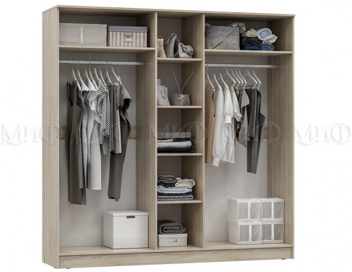 Мартина Шкаф для одежды 5-дверный (Белый глянец, Дуб Сонома)