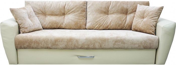 Диван-кровать Амстердам Люкс, 160х195, еврокнижка, независимый пружинный блок, велюр/экокожа, бежевый