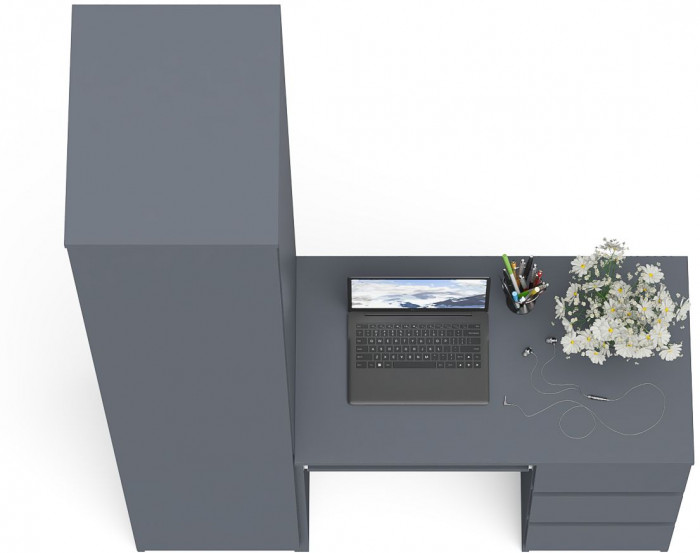 Мори компьютерный стол МС-6 правый + Пенал МШ400.1, графит