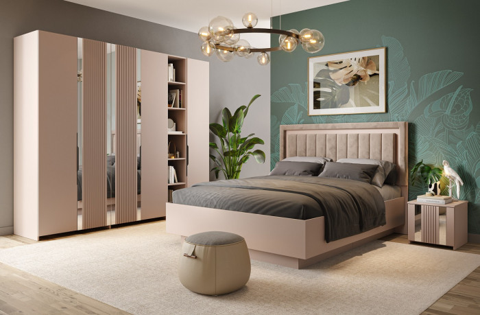 Кровать КИНГ-САЙЗ 180х200 "Харди-1" с ПМ - Латте/Ирландский ликер