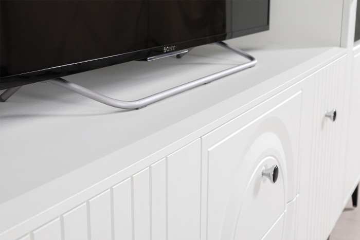 Валенсия Гостиная № 058, цвет ЛДСП белый шагрень/МДФ белый шагрень, ШхГхВ 217,2х38,3х225,2 см., универсальная сборка