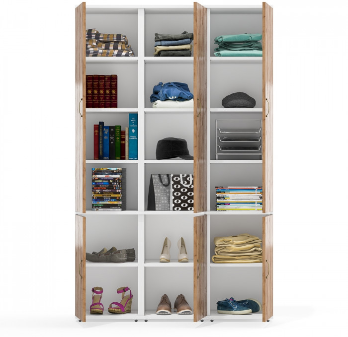 Лидер-8 Пенал МД 22Б 3 шт., белый шагрень/крафт золото