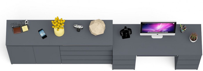 Мори компьютерный стол МС-2 + Комод МК1600.1, графит