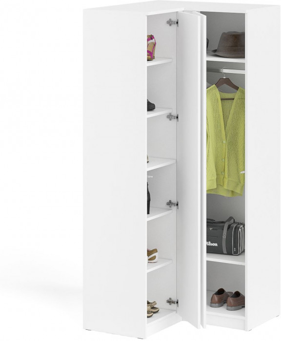 Мори Шкаф угловой МШУ960.1, цвет белый, ШхГхВ 96,4х96,4х209,6 см.