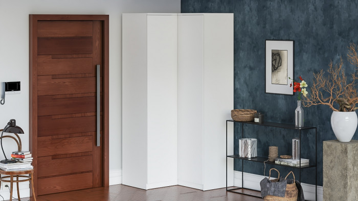 Мори Шкаф угловой МШУ960.1, цвет белый, ШхГхВ 96,4х96,4х209,6 см.