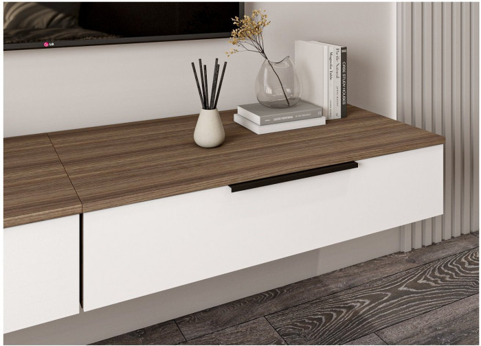 МС Роза Тумба подвесная (Ройс)+ ручка скоба (Орех Франклин карамель/Белый Софт)