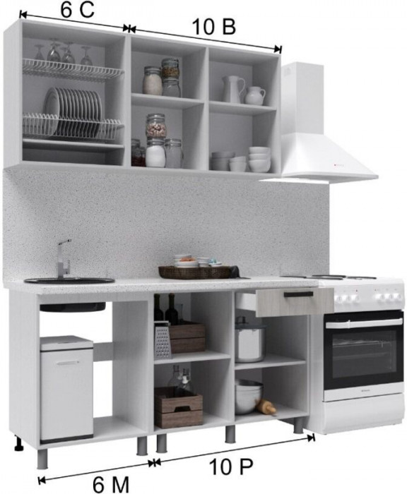 Кухонный гарнитур Нагано 1,6м Дуб Юкон