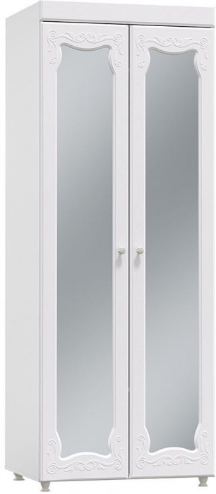 Шкаф 2-х дверный с зеркалами (гл.560) Италия ИТ-48 белое дерево