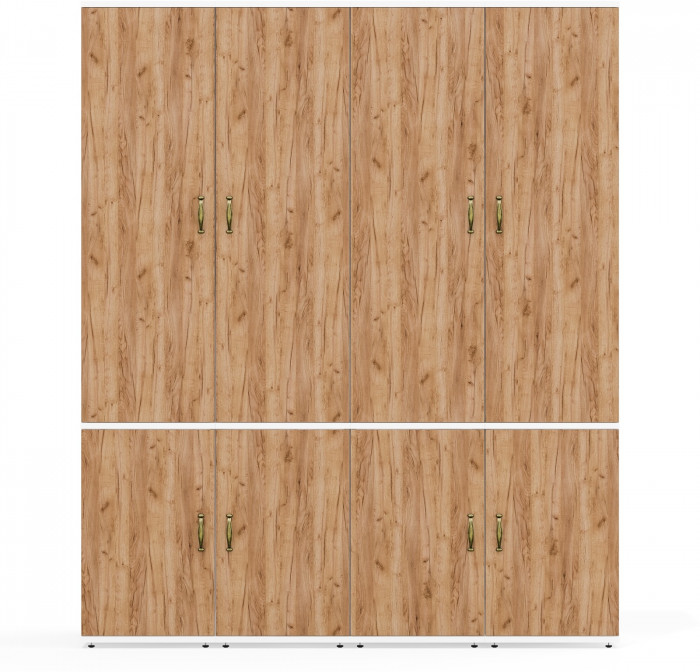 Лидер-8 Пенал МД 23Б 4 шт., цвет белый шагрень/крафт золото, ШхГхВ 160х50х190 см., универсальная сборка