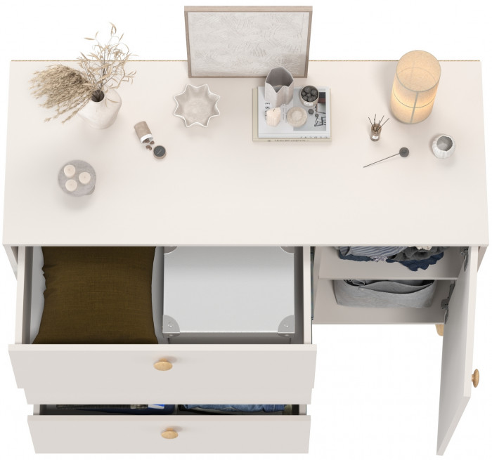 Афина Спальня 4-44901М1к.с. Комод с дверкой и тремя ящиками, кашемир серый