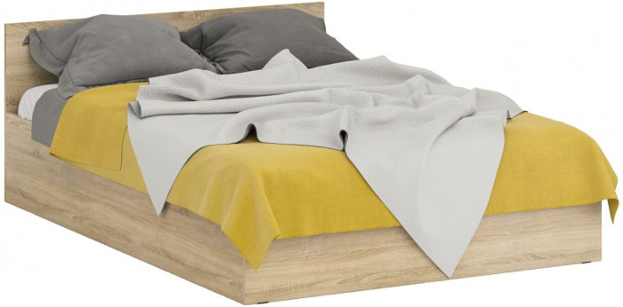 Спальня Стандарт 3-1400, дуб сонома/фасады ТВ тумбы МДФ белый глянец