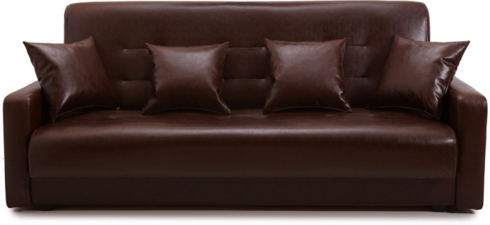 Диван-кровать Аккорд 120х190, книжка, пружинный блок, экокожа, цвет коричневый