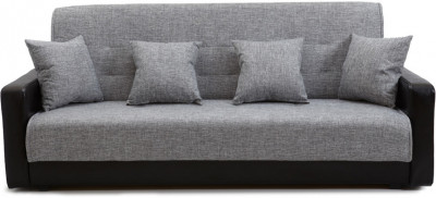 Диван-книжка Лондон, 120х190, велюр/экокожа серый/черный