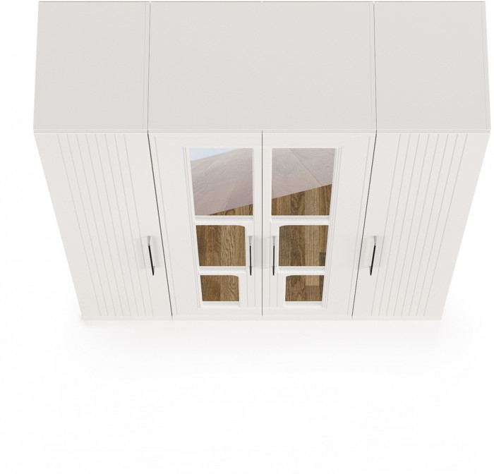 Валенсия Спальня Шкаф для одежды 4-х створчатый, ЛДСП белый шагрень/МДФ белый шагрень