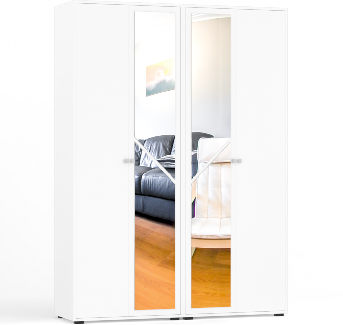 Камелия спальня № 10 Кровать с ящиками 1600 + Две тумбы + Стол косметич. + Зеркало + Комод + Шкаф, белый