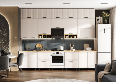 Кухня Бьянка 3,4/1350м (с элементами Люкс класса), Крафт золотой/Кашемир