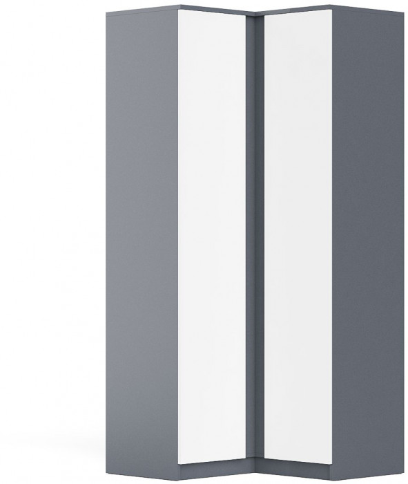 Мори Шкаф угловой МШУ960.1, цвет графит/белый, ШхГхВ 96,4х96,4х209,6 см.