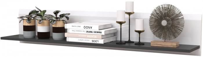 Сидней 16.486 Полка открытая, МДФ белый глянец/чёрный