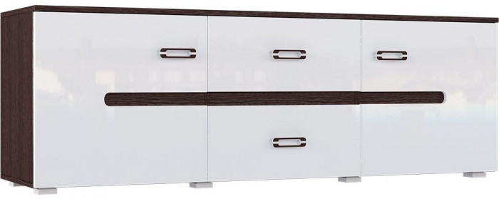 Модульная гостиная Ким, композиция 4 (Белый глянец, Венге)