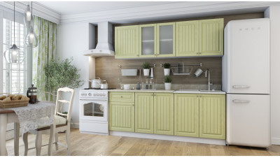 Кухня МДФ Хозяюшка 2000 (Фисташка, Белый)