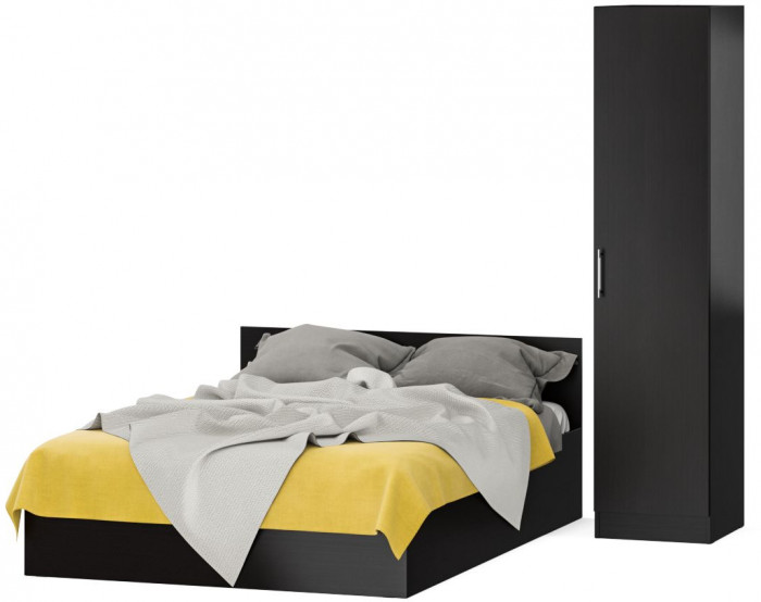 Кровать с ящиками 1400 + Пенал Стандарт, цвет венге, ШхГхВ 143,5х203,5х70 + 45х52х200 см., сп.м. 1400х2000 мм., без матраса, основание есть