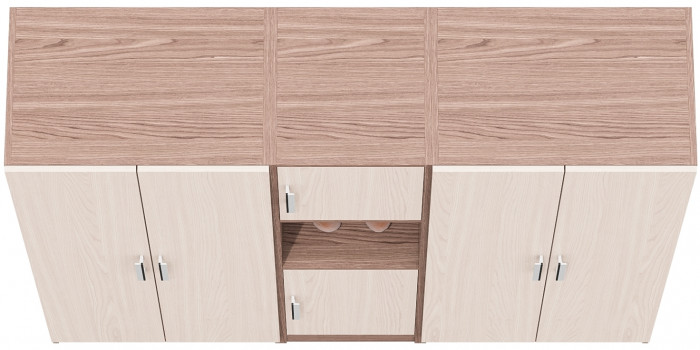 Шкаф С-МД-СК9Ш+Пенал С-МД-СК9П+Шкаф С-МД-СК9Ш, цвет ясень шимо светлый/ясень шимо тёмный, ШхГхВ 183х45х160 см., универсальная сборка