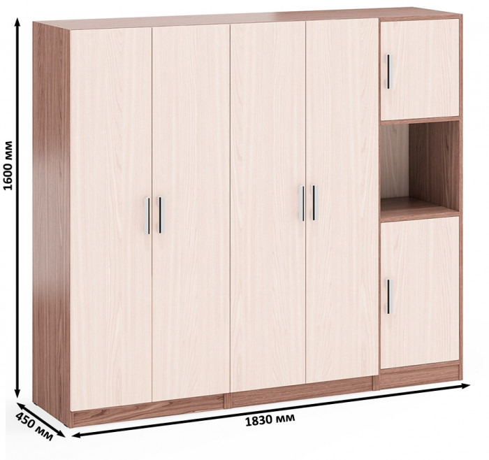Шкаф С-МД-СК9Ш+Пенал С-МД-СК9П+Шкаф С-МД-СК9Ш, цвет ясень шимо светлый/ясень шимо тёмный, ШхГхВ 183х45х160 см., универсальная сборка