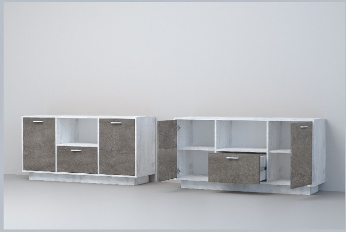 Эго Тумба Т-2 ПД (Камень Темный/Бетон Светлый)