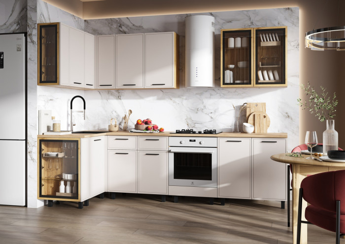 Кухня Бьянка 1,2х2,8м, Крафт золотой/Кашемир