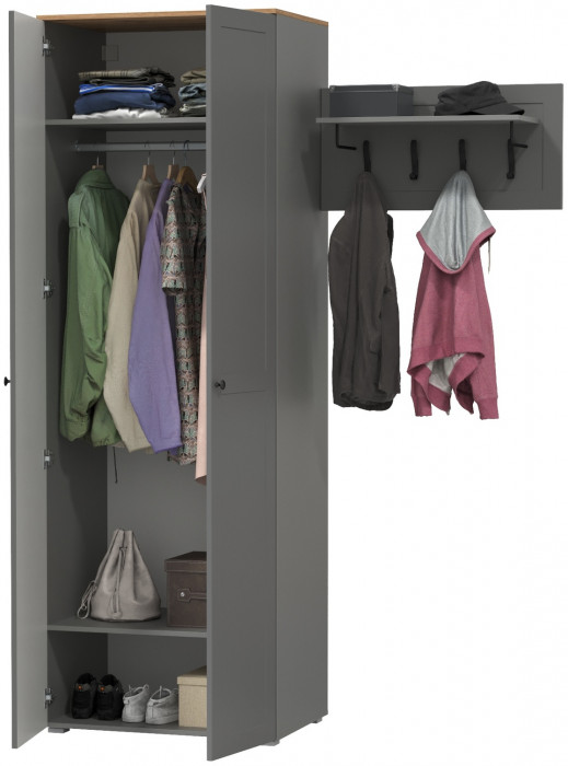 Остин Прихожая 08, серый графит/дуб крафт золотой