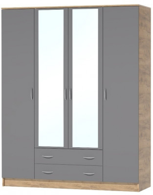 Кэт-7 Шкаф 4 -створчатый (Крафт золотой / Графит)