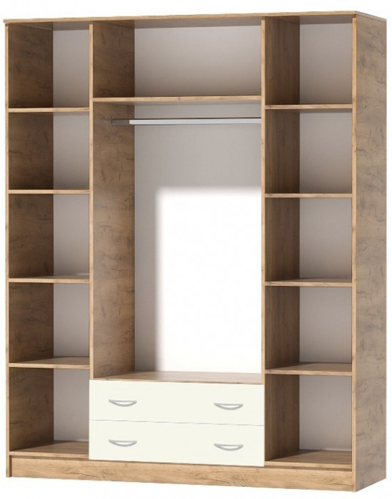 Кэт-7 Шкаф 4 -створчатый (Крафт золотой / Графит)