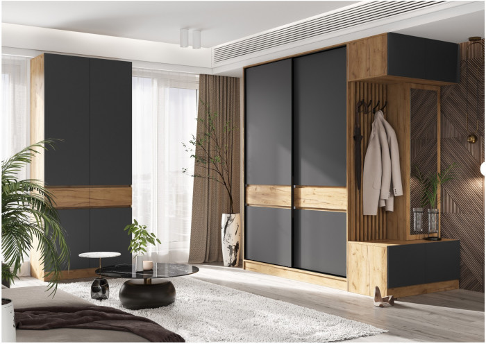 Модульная прихожая Роджина, комп.4 (Крафт белый, Графит)