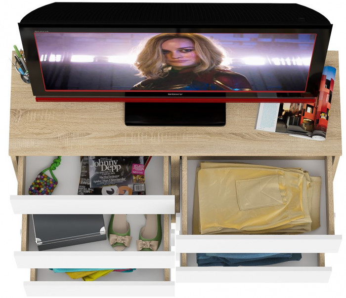 Мори Комод МК1200.8, дуб сонома/белый