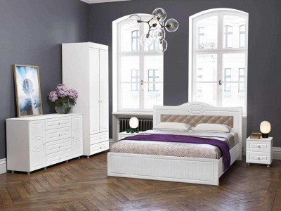 Спальня Монако-1 мягкая спинка белое дерево
